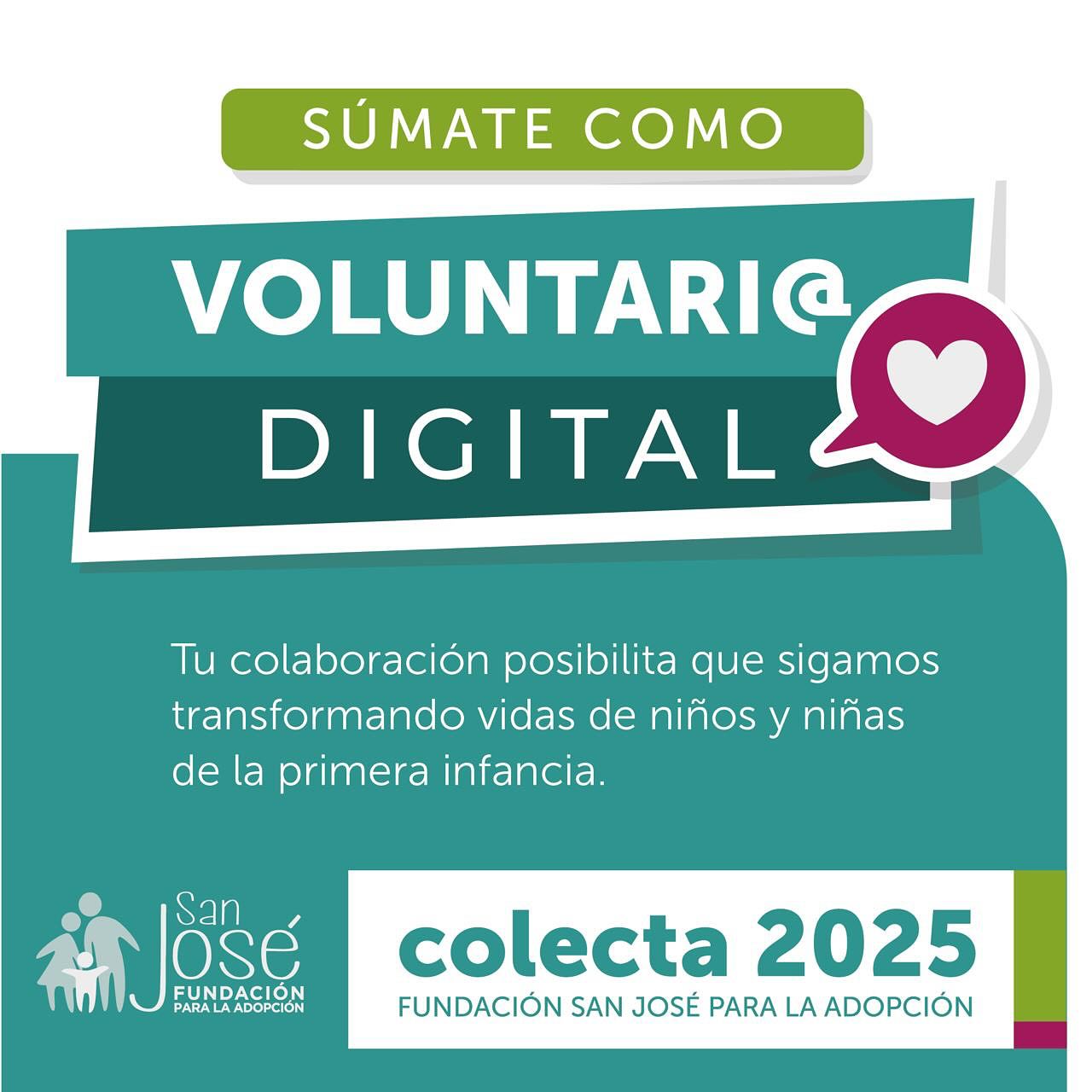 Sé parte desde donde estés. Súmate como voluntario digital 💚🫶🏻✨🥹
Donar tu tiempo también puede hacerse en línea. Comparte, difunde y ayúdanos a llegar más lejos en esta colecta que sostiene la esperanza de niños y niñas para garantizar su derecho a crecer en una familia 👧🏻👦🏻👶🏻
Solo necesitas tu celular, tus redes y tus ganas de ayudar 💪🏻
Haz click, comparte, transforma vidas 💫⭐️✨
Súmate hoy como voluntario digital 💚